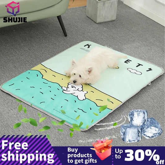 Dog Cooling Mat Summer Pet Self Cooling Pad with Non-Slip Bottom Cat Bed Mat for Small Medium Large Dogs Indoor Dog Crate Mat